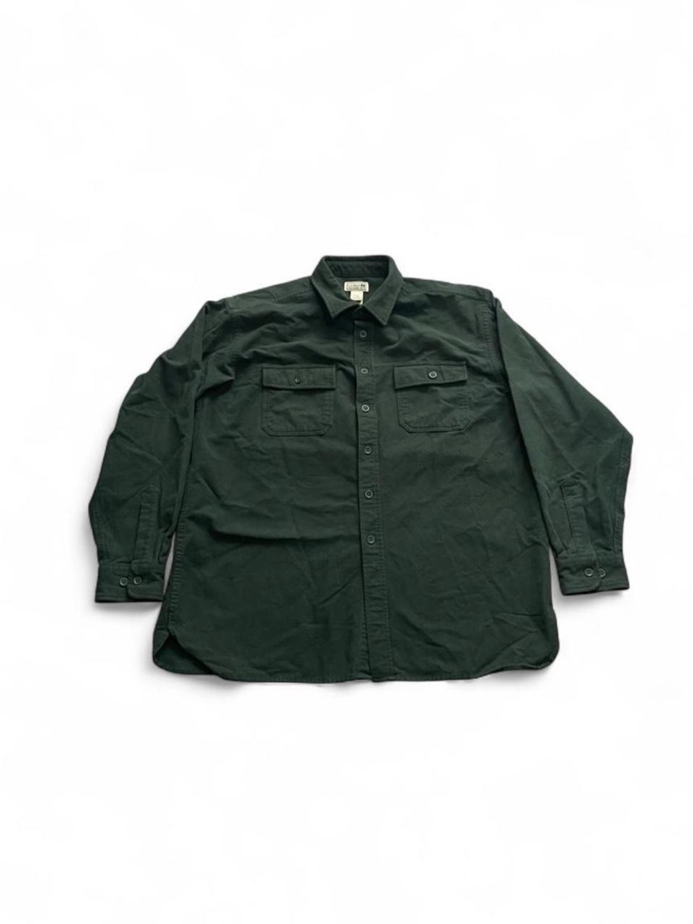 Vintage L.L. Bean Chamois Long Sleeve Shirt Mens XL Green Outdoors Thick 80s 90s